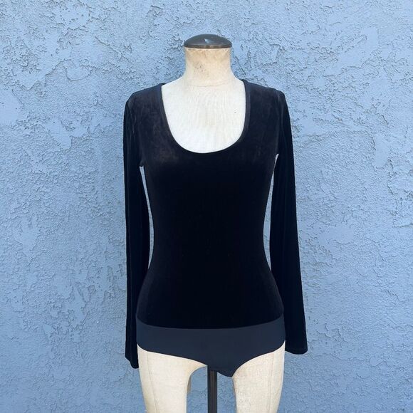 J Crew black Velvet Bodysuit NWT XS Whimsygoth 90s style - Picture 1 of 7